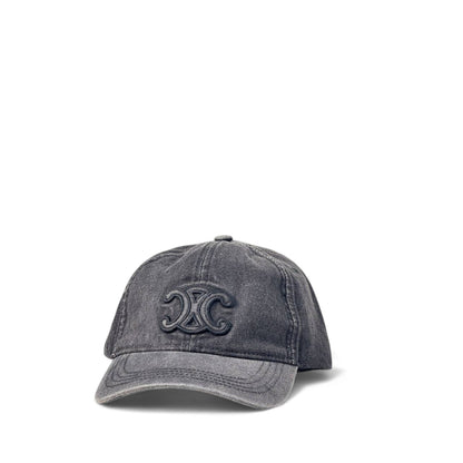 🖤 Celine Triomphe Denim Cap – Vintage Washed Black Edition 🧢