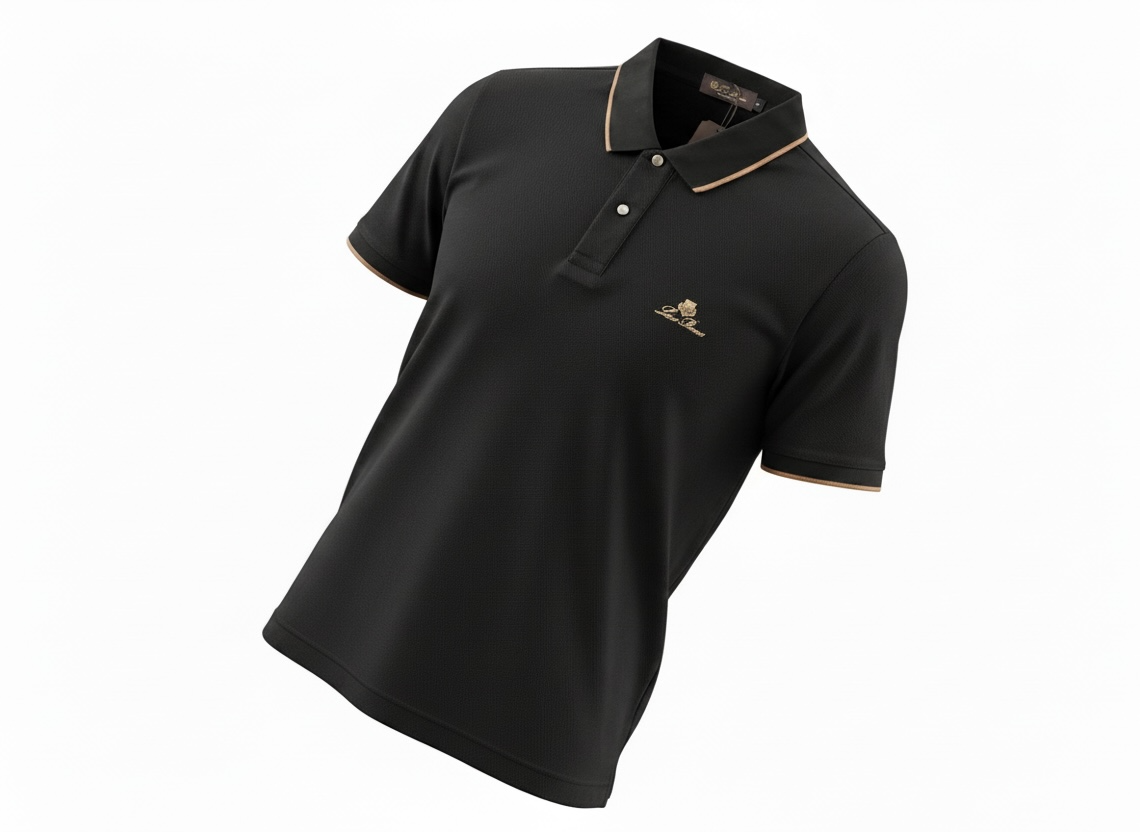 Loro Piana Black Textured Polo Shirt 🖤✨ Premium Classic Fit