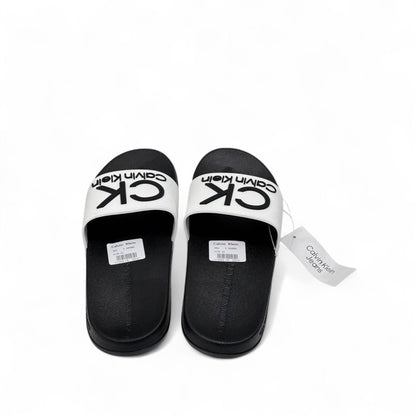 Calvin Klein CK Logo Slides – Black & White 🖤🤍