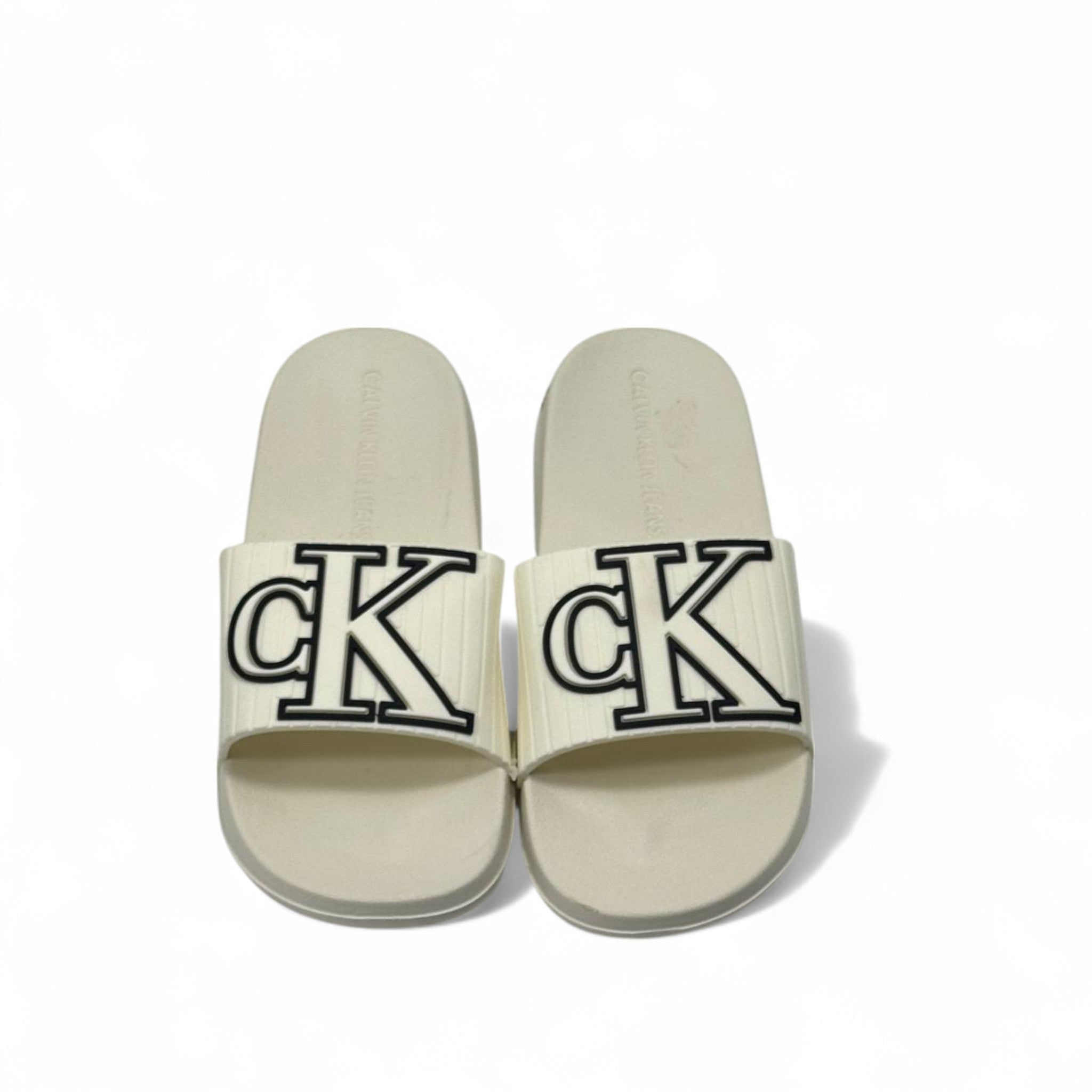 🤍 Calvin Klein Beige Slides – Bold CK Logo Slippers