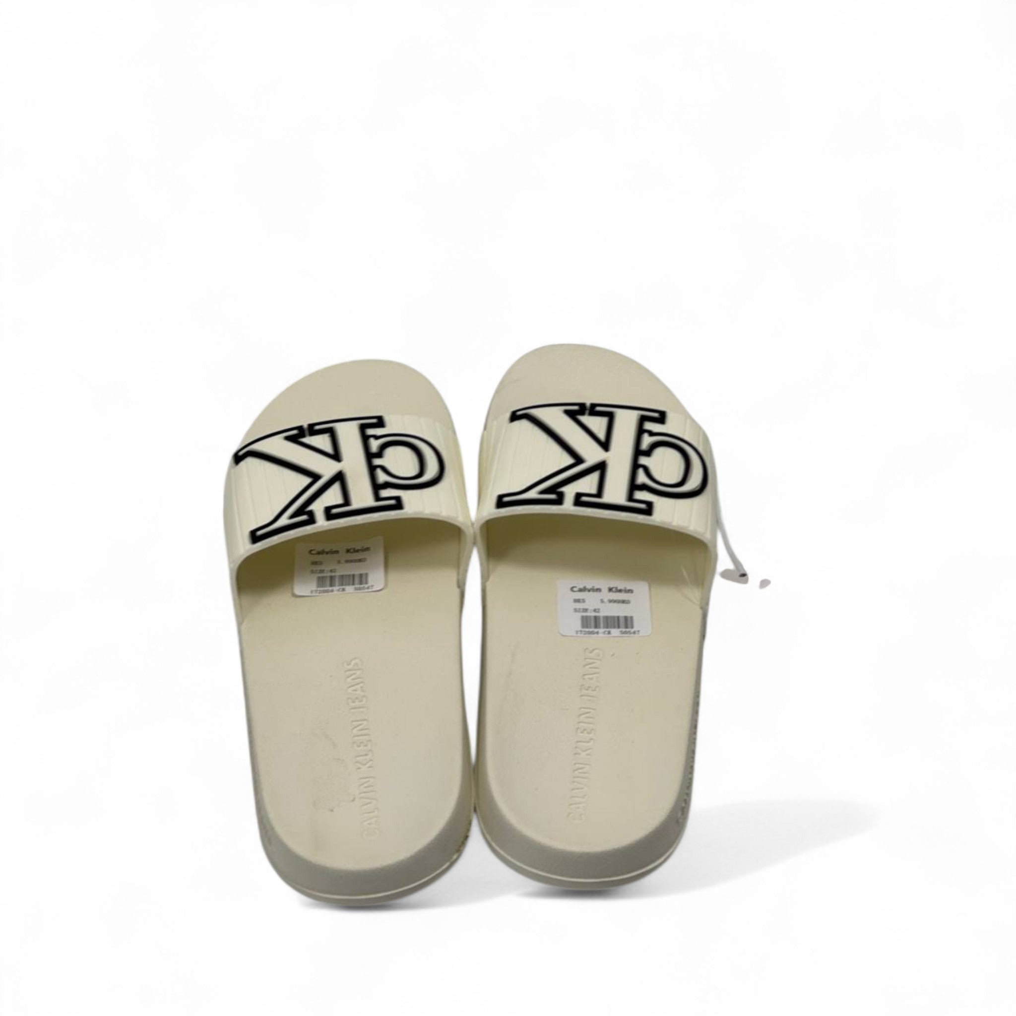 🤍 Calvin Klein Beige Slides – Bold CK Logo Slippers