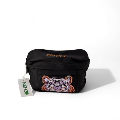 🔥 Kenzo Tiger Embroidered Belt Bag – Black Elegance 🐅🖤
