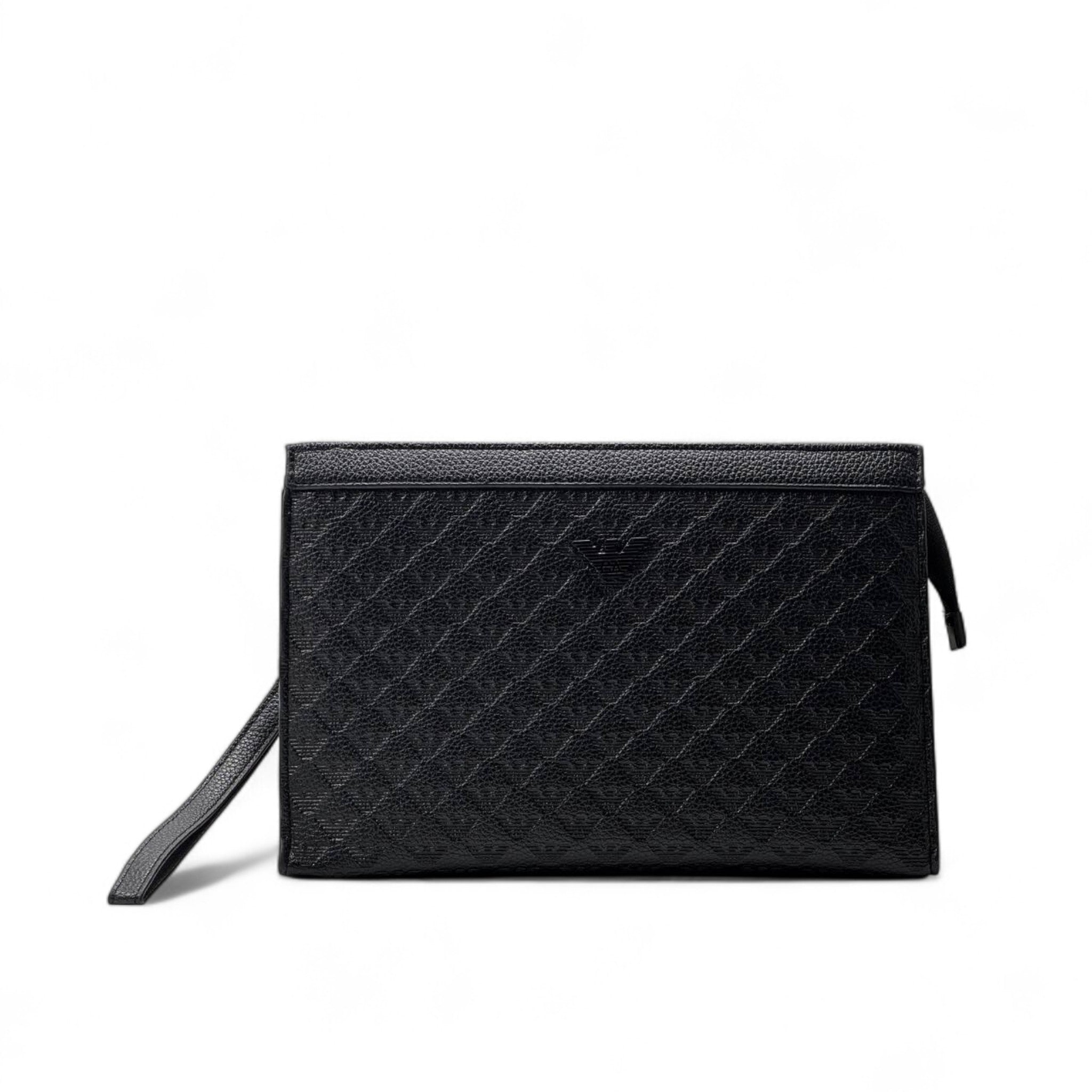 🖤 Emporio Armani Signature Black Leather Clutch – Luxe Simplicity