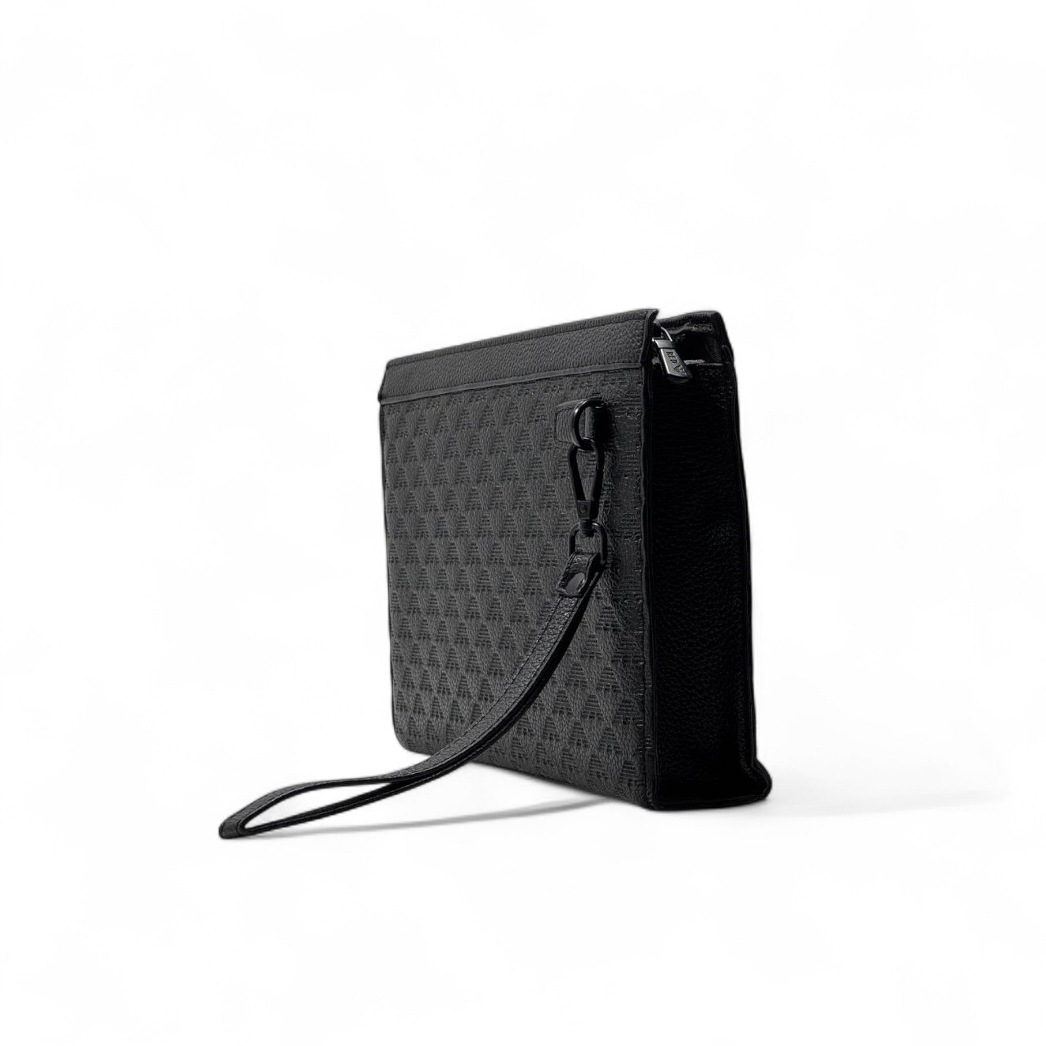 🖤 Emporio Armani Signature Black Leather Clutch – Luxe Simplicity