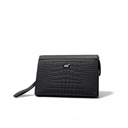 🖤 Montblanc Crocodile-Textured Leather Clutch – Elegant Wrist Wallet