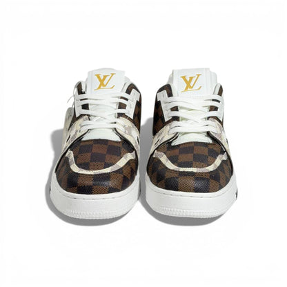 👟✨ Louis Vuitton Damier Low-Top Sneakers – Brown & Cream Luxury Street Style 🤎🤍