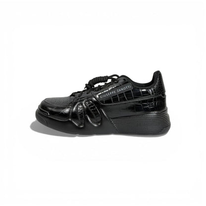 🖤✨ Giuseppe Zanotti Luxury Sneakers – All-Black Croc-Embossed