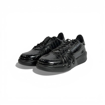 🖤✨ Giuseppe Zanotti Luxury Sneakers – All-Black Croc-Embossed
