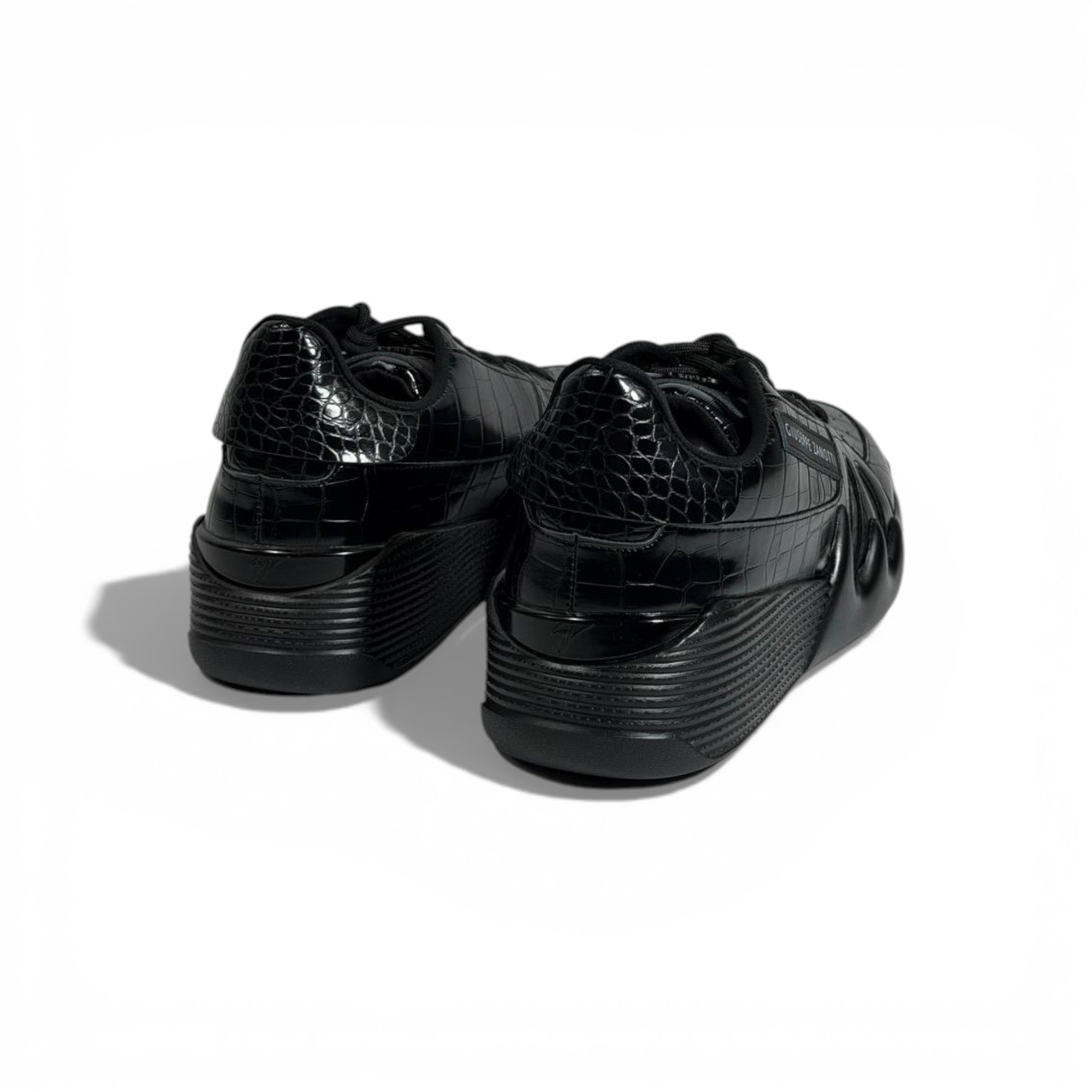 🖤✨ Giuseppe Zanotti Luxury Sneakers – All-Black Croc-Embossed