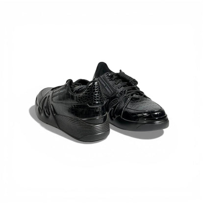 🖤✨ Giuseppe Zanotti Luxury Sneakers – All-Black Croc-Embossed