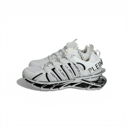 ⚡🤍 Philipp Plein White Chrome Blade Sneakers – Futuristic Luxury Icon 👟✨