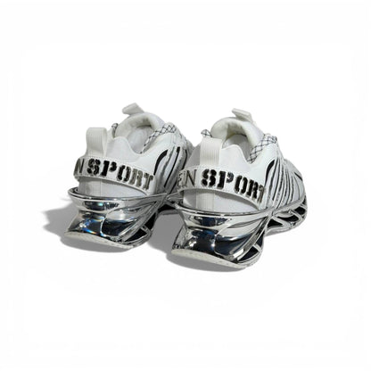 ⚡🤍 Philipp Plein White Chrome Blade Sneakers – Futuristic Luxury Icon 👟✨