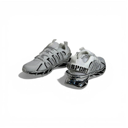 ⚡🤍 Philipp Plein White Chrome Blade Sneakers – Futuristic Luxury Icon 👟✨