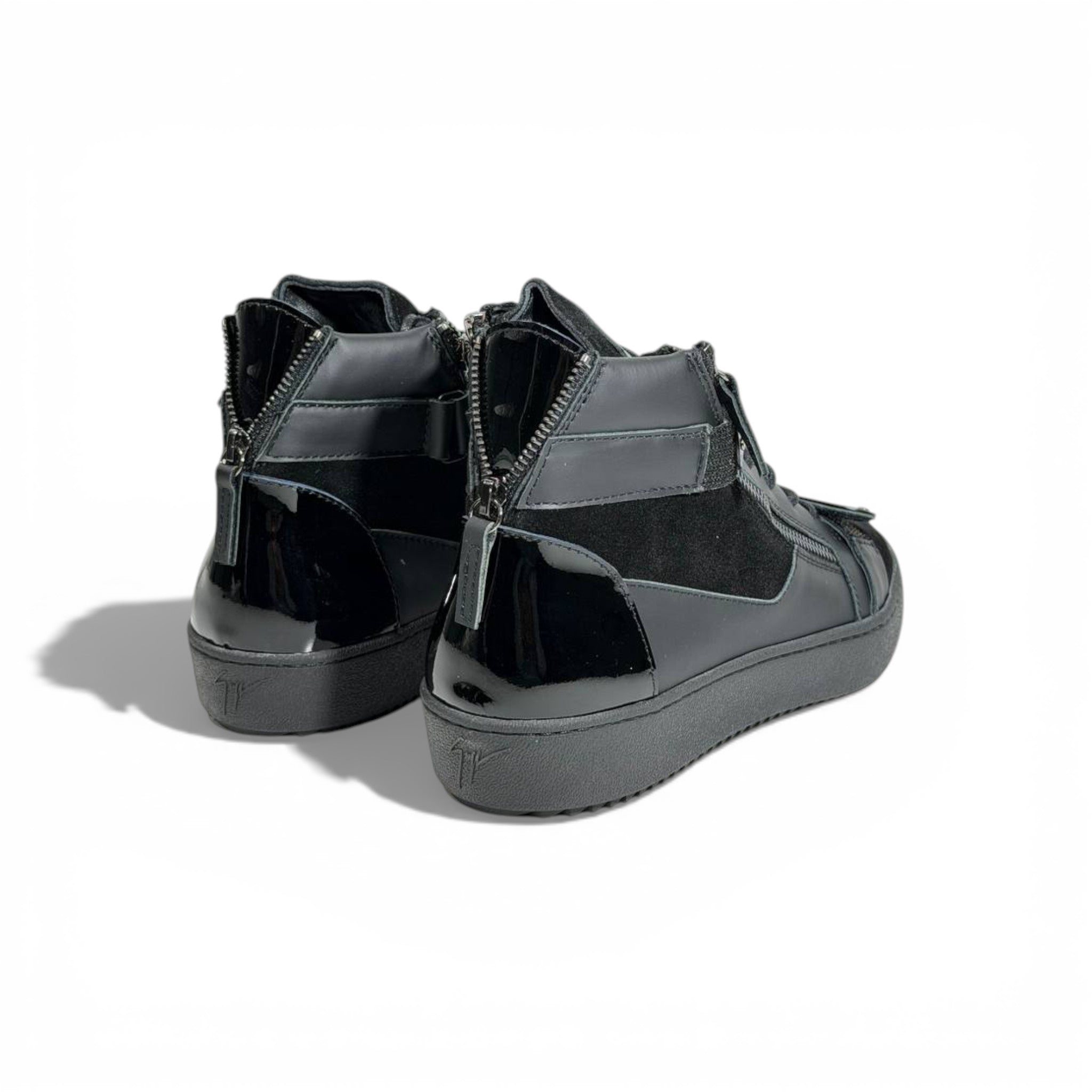 🖤🔥 Giuseppe Zanotti Black High-Top Sneakers – Zip & Strap Edition 👟✨