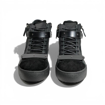 🖤🔥 Giuseppe Zanotti Black High-Top Sneakers – Zip & Strap Edition 👟✨