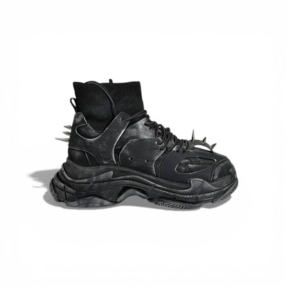 🖤🔥 Balenciaga Track High-Top Black Sneakers – Spike Edition 👟⚡