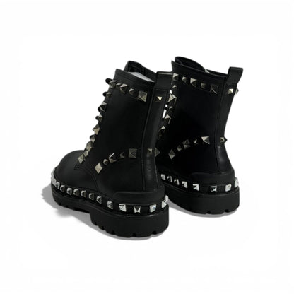 Balenciaga Studded Combat Boots – Black Leather Statement Design