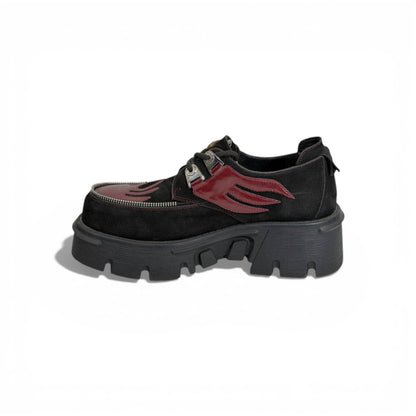 New Rock Chunky Platform Shoes – Black & Burgundy Gothic Statement Design