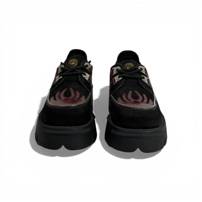 New Rock Chunky Platform Shoes – Black & Burgundy Gothic Statement Design