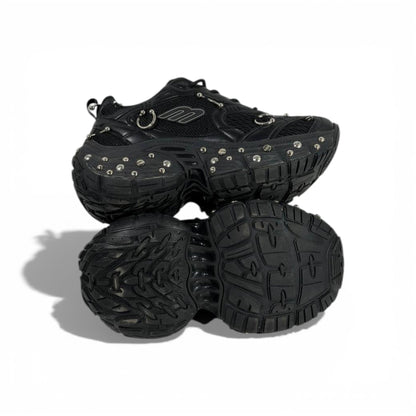 🖤🔥 Balenciaga Studded Hardware Sneakers – Black Chunky Sole