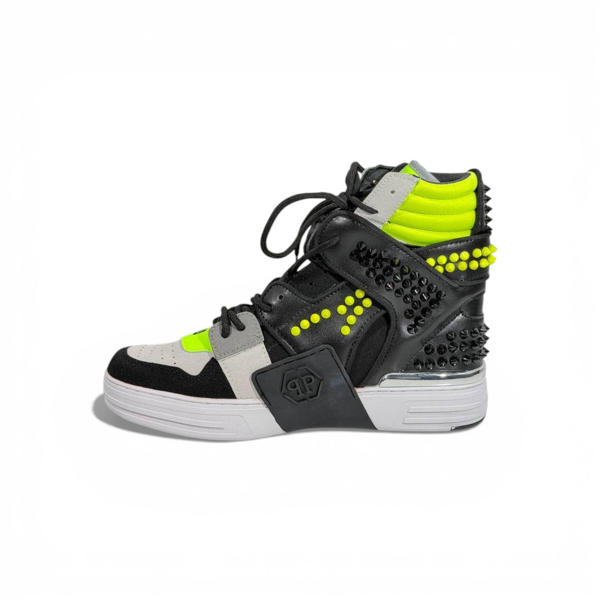 👟 Philipp Plein Neon High-Top Sneakers – Bold Luxury Energy 💚⚡