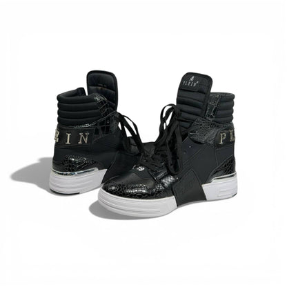 👟 Philipp Plein All-Black High-Top Sneakers – Iconic Luxury 🖤🔥