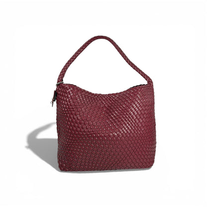 👜 Bottega-Inspired Burgundy Woven Hobo Bag – Elegant Everyday Luxury 🍷