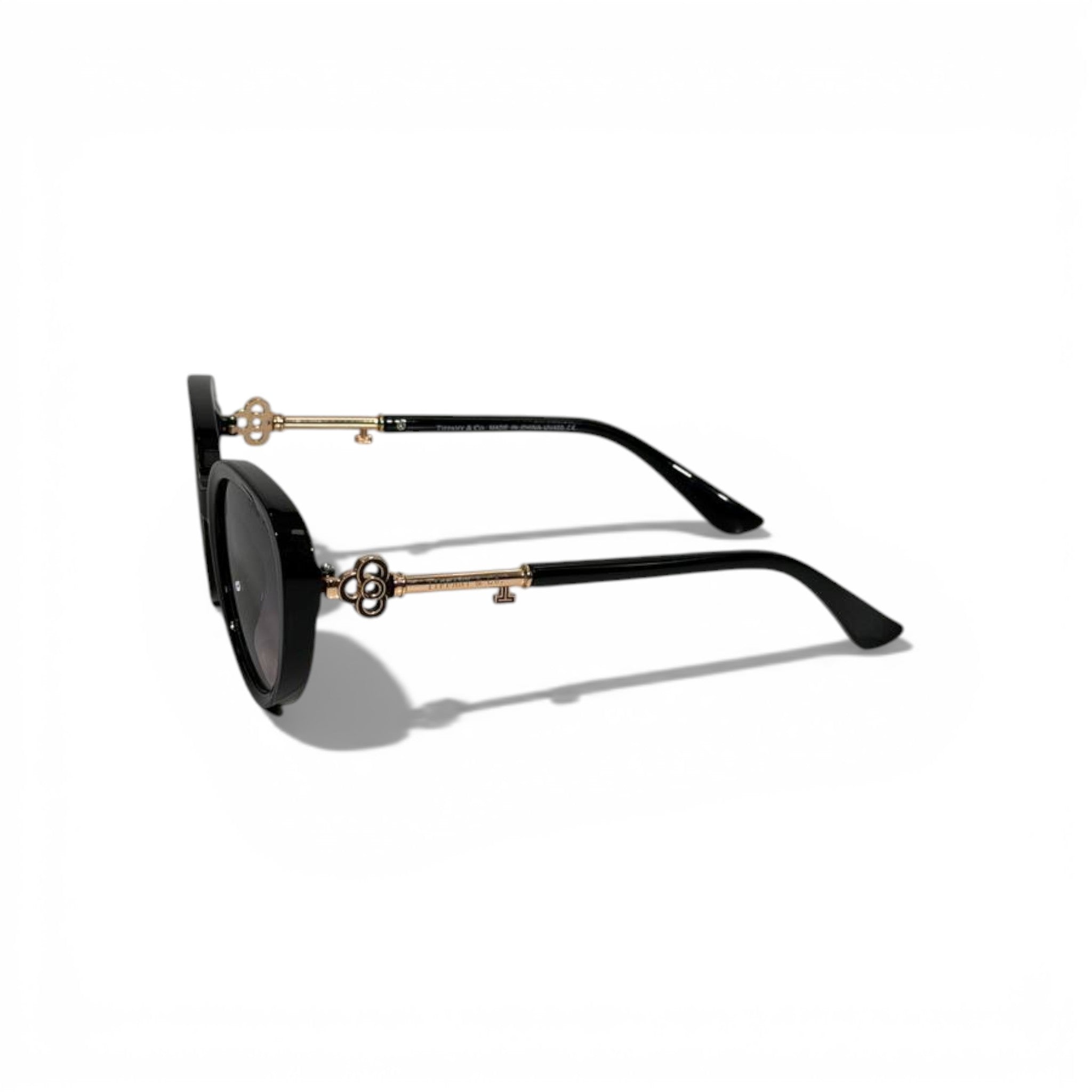 🕶️✨ Tiffany & Co. Black Oversized Sunglasses with Gold Key Detail ✨🕶️