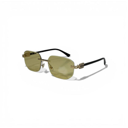 🕶️💖 Miu Miu Rimless Gold Square Sunglasses with Yellow Tinted Lenses 💖🕶️