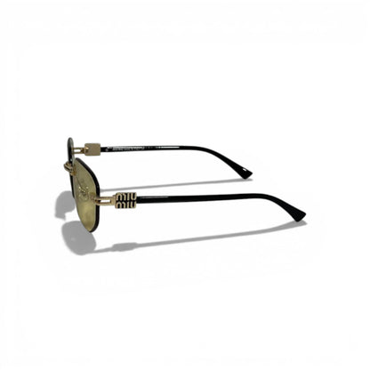 🕶️💖 Miu Miu Rimless Gold Square Sunglasses with Yellow Tinted Lenses 💖🕶️
