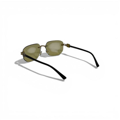 🕶️💖 Miu Miu Rimless Gold Square Sunglasses with Yellow Tinted Lenses 💖🕶️