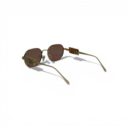 🕶️💖 Miu Miu Gold Square Sunglasses with Crystal Side Detail 💖🕶️