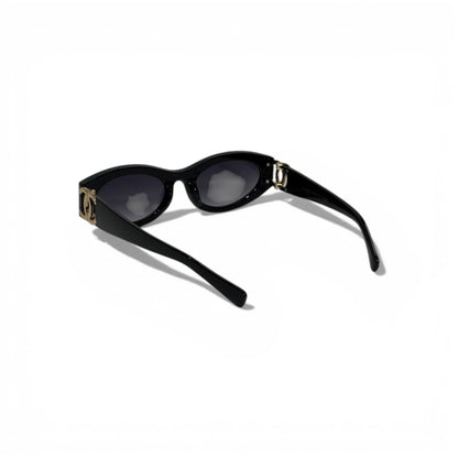 Chanel Oval Sunglasses – Black with Gold CC Icon 🕶️✨