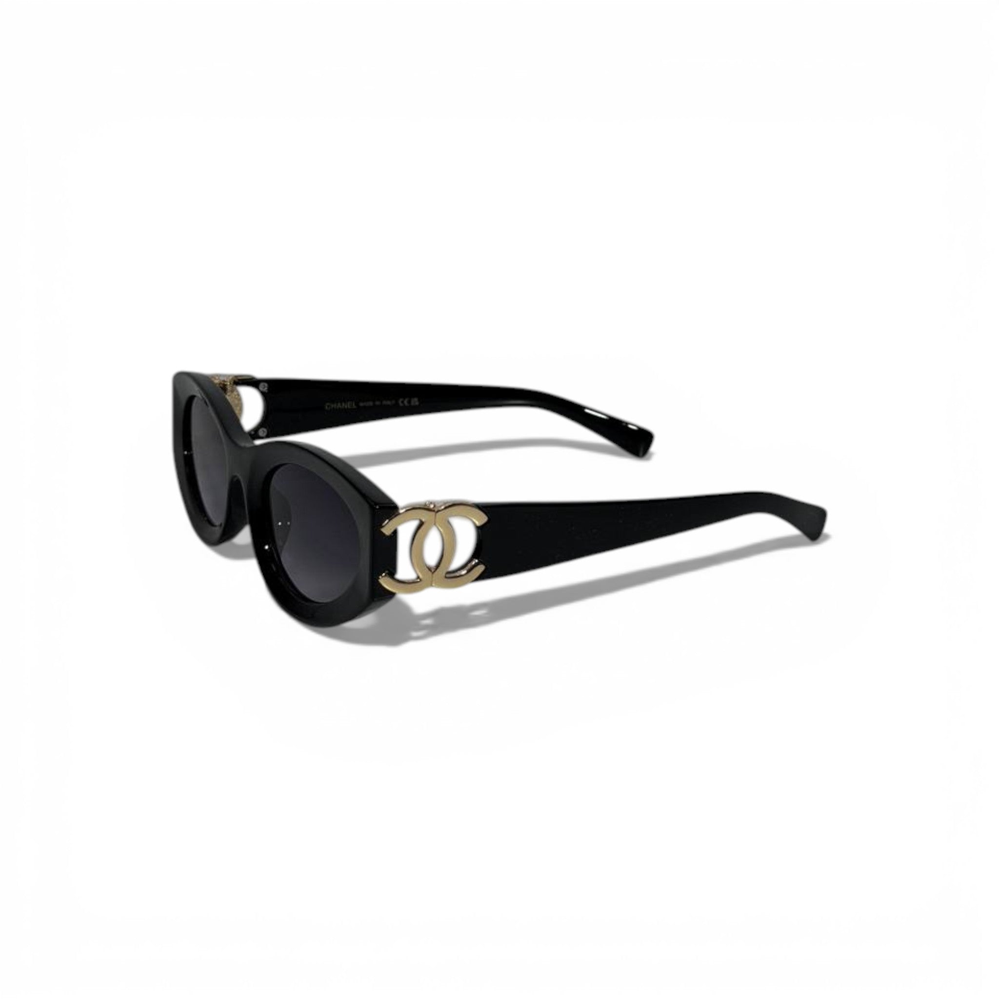 Chanel Oval Sunglasses – Black with Gold CC Signature 🕶️✨