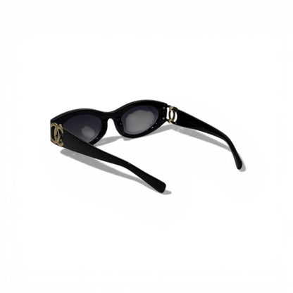 Chanel Oval Sunglasses – Black with Gold CC Signature 🕶️✨