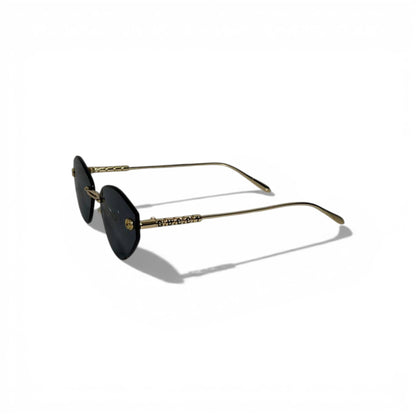 Gucci Rimless Oval Sunglasses – Black Lens with Gold Minimal Luxury 🕶️✨