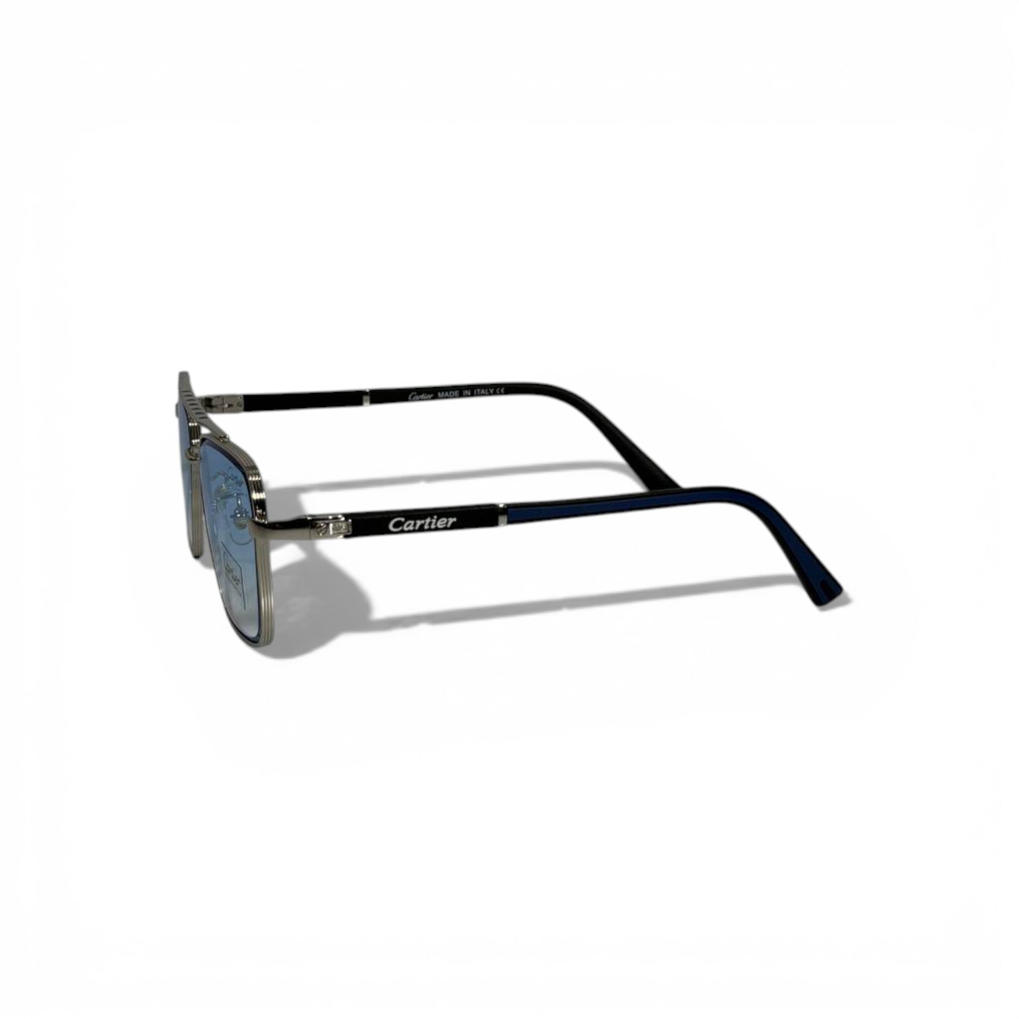 Cartier Square Sunglasses Silver Frame Blue Gradient Lenses Luxury Statement 🩶🕶️💎