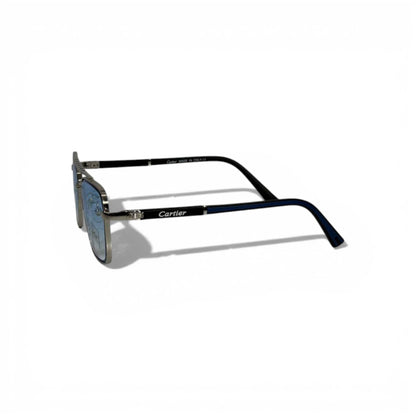 Cartier Square Sunglasses Silver Frame Blue Gradient Lenses Luxury Statement 🩶🕶️💎