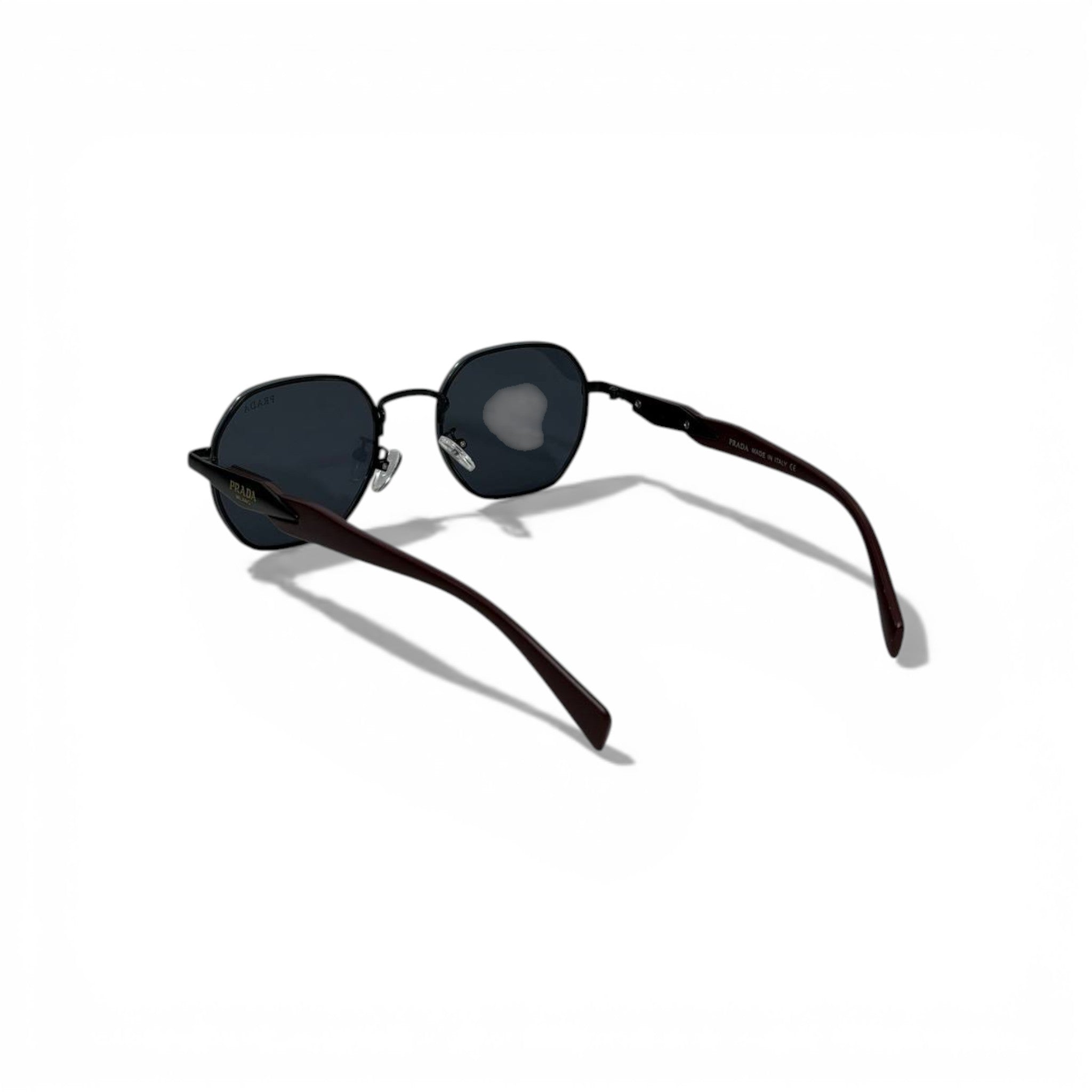 Prada Metal Square Sunglasses Elegant Dark Lenses Luxury 🕶️🖤🍷