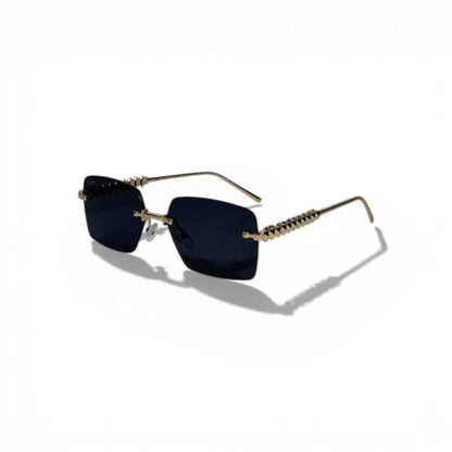 Cartier Rimless Square Sunglasses Gold Stud Temples Luxury 🕶️✨💛