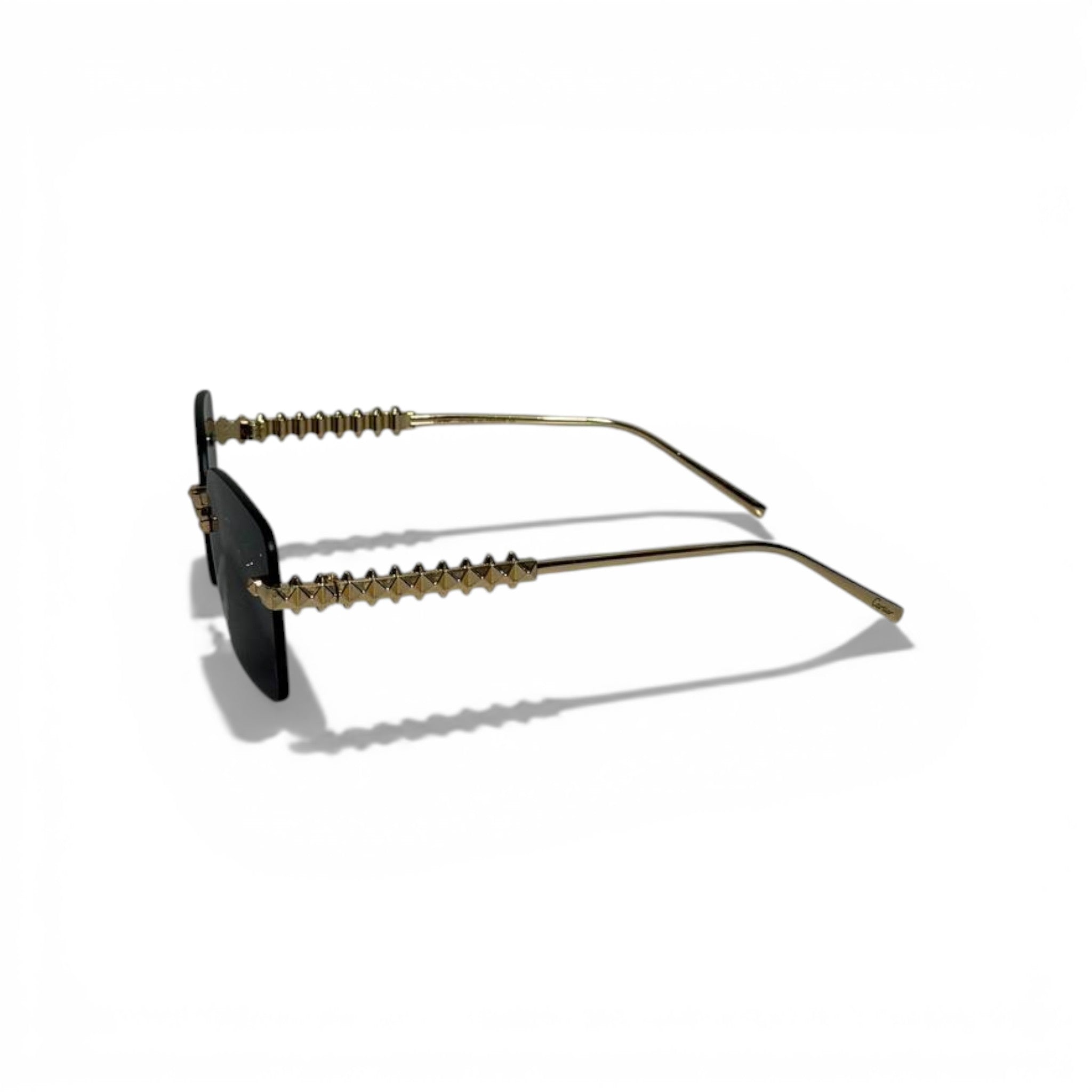 Cartier Rimless Square Sunglasses Gold Stud Temples Luxury 🕶️✨💛