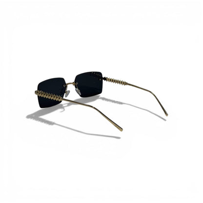 Cartier Rimless Square Sunglasses Gold Stud Temples Luxury 🕶️✨💛