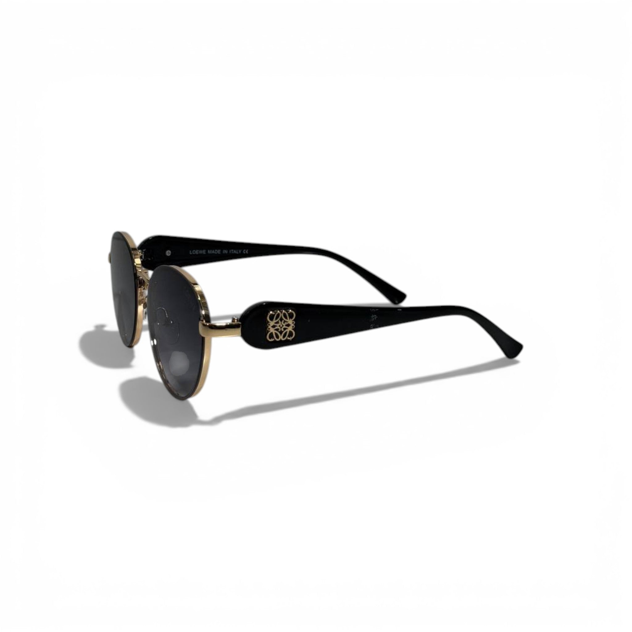 Loewe Round Black Sunglasses with Gold Details Elegant Luxury Look 🕶️🖤✨