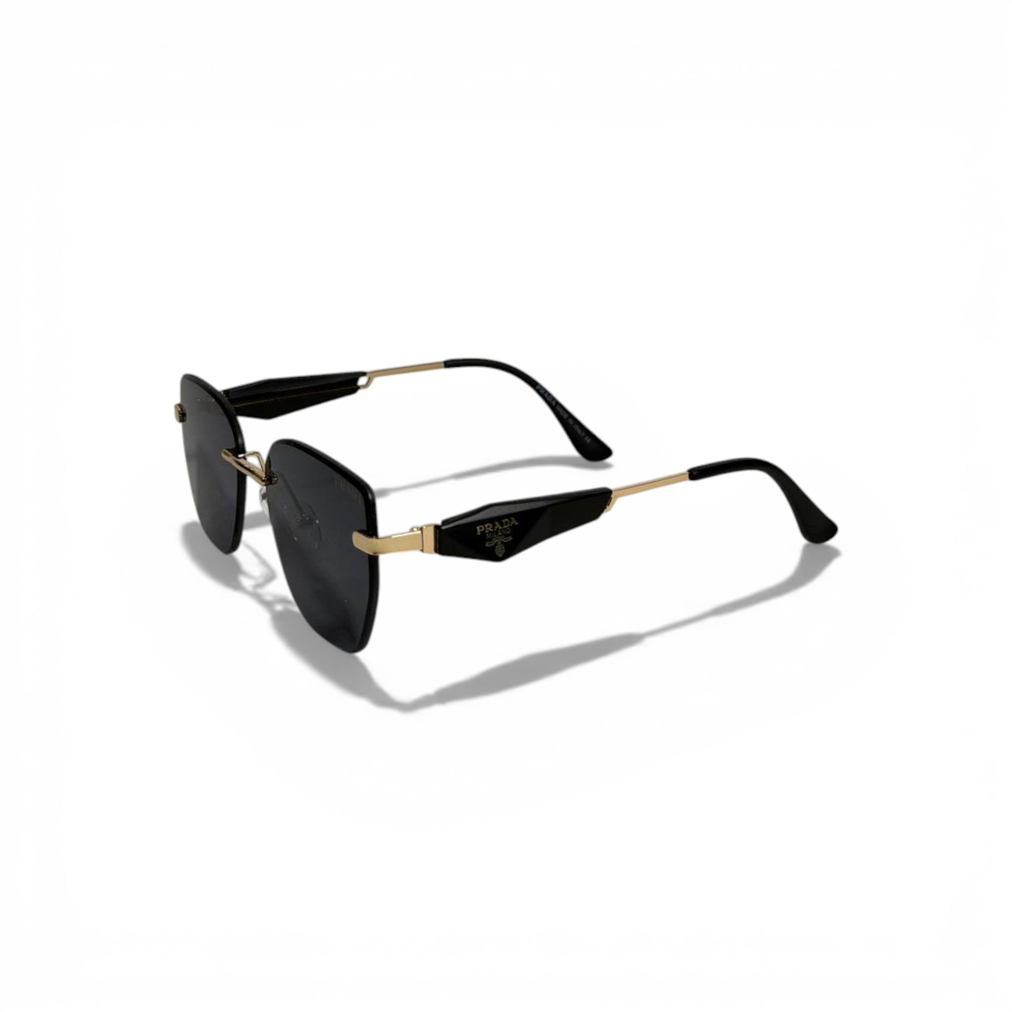 ✨🕶️ Prada Rimless Square Sunglasses with Gold Accents 🕶️✨
