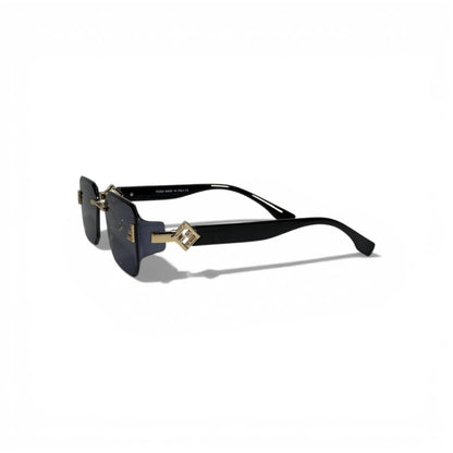 ✨🕶️ Fendi Luxury Geometric Sunglasses – Black & Gold Statement Design 🕶️✨