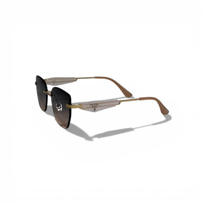 🤎 PRADA Rimless Gradient Sunglasses – Gold Frame & Brown Lenses | Luxury Designer Eyewear 🤎