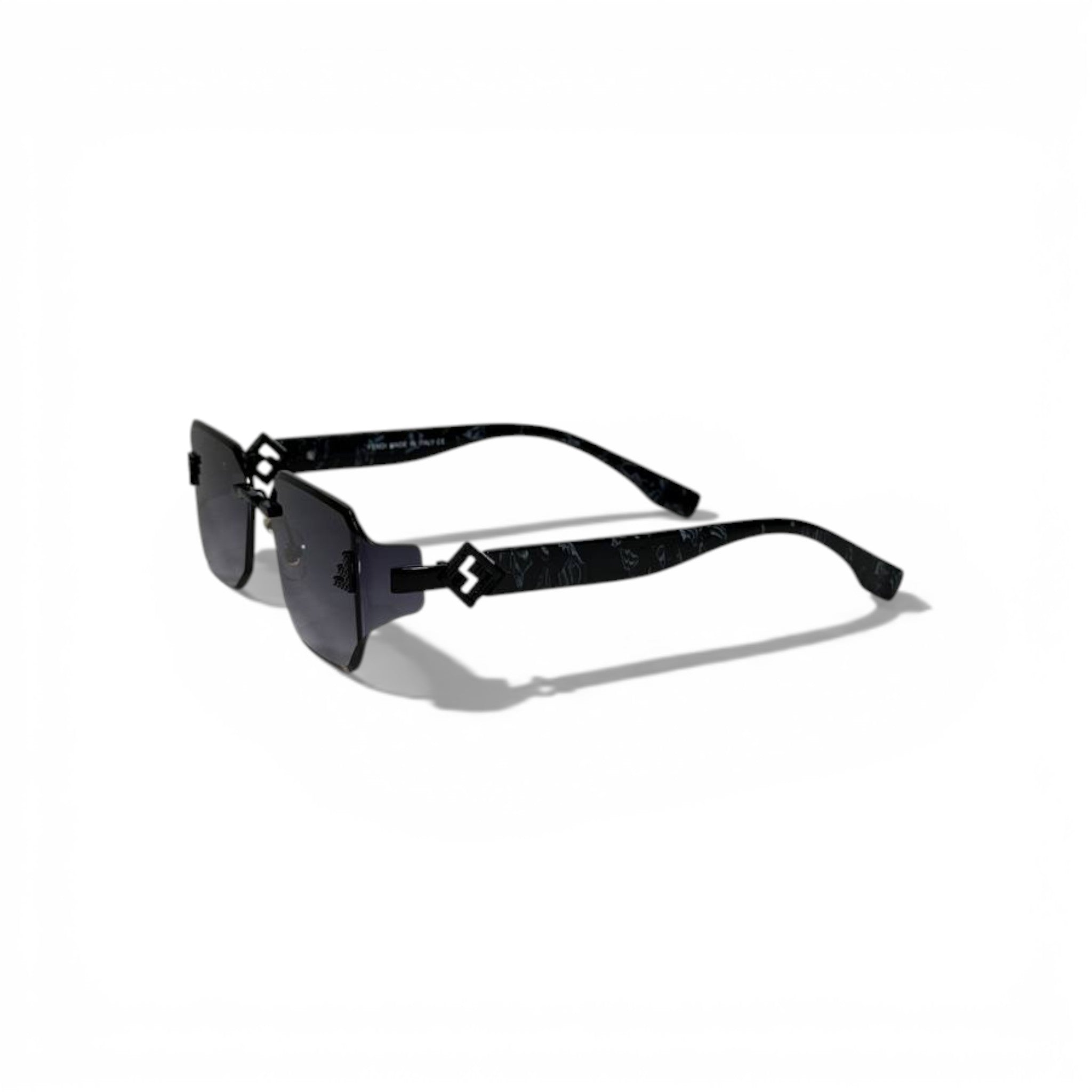 🖤 FENDI Rimless Square Sunglasses – Black Frame & Grey Gradient Lenses | Luxury Designer Eyewear 🖤