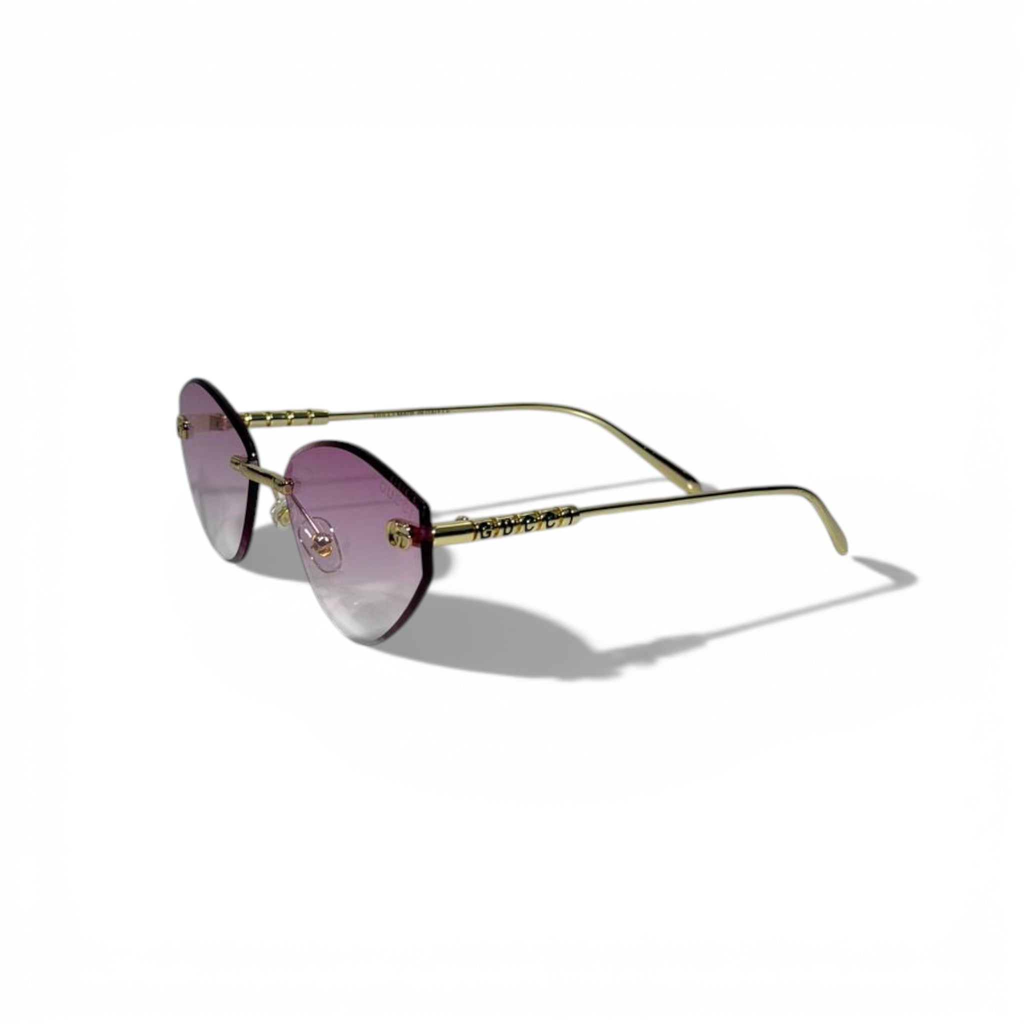 💜 GUCCI Rimless Gradient Sunglasses – Gold Frame & Purple Lenses | Luxury Designer Eyewear 💜