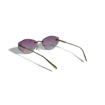💜 GUCCI Rimless Gradient Sunglasses – Gold Frame & Purple Lenses | Luxury Designer Eyewear 💜