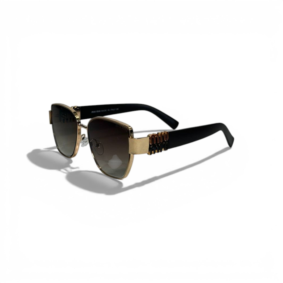 🤎 MIU MIU Square Sunglasses – Gold Metal Frame & Brown Gradient Lenses | Luxury Designer Eyewear 🤎